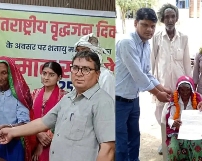 KOTPUTLI-BEHROR: शतायु मतदाताओं का प्रशस्ति पत्र देकर किया सम्मान